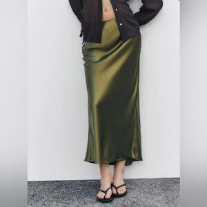 Zara satin midi skirt